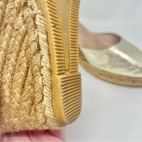 * GAIMO Obi Wedge Espadrilles in Gold Leather Size 41 - Picture 11 of 13